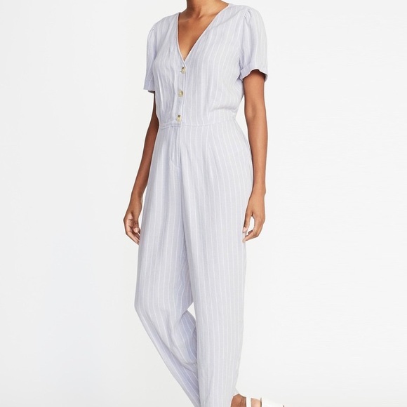 Old Navy Pants - Old Navy Lavender Striped Jumpsuit